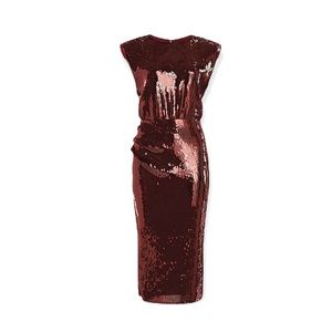 EXPRESS Bold Red Sequin Midi Dress M NWT